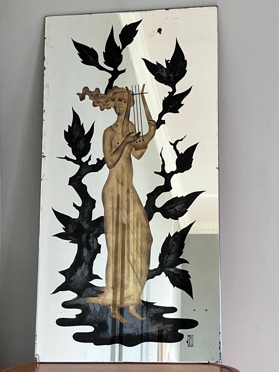 Miroir en verre églomisé