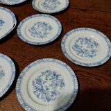 Dessert service twelve plates and round dish Bavaria China blau porcelain
