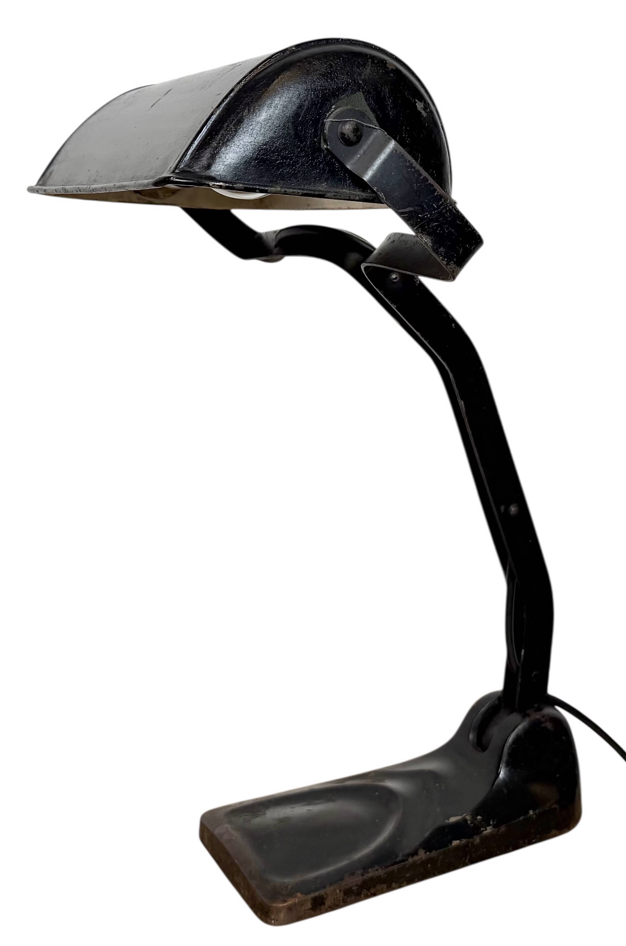Vintage German Black Bank Lamp, 1930s