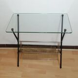 Glass and brass side table Angelo Ostuni for Frangi Milano 1950