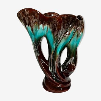 Vase 3 ceramic branches Vallauris 20th century