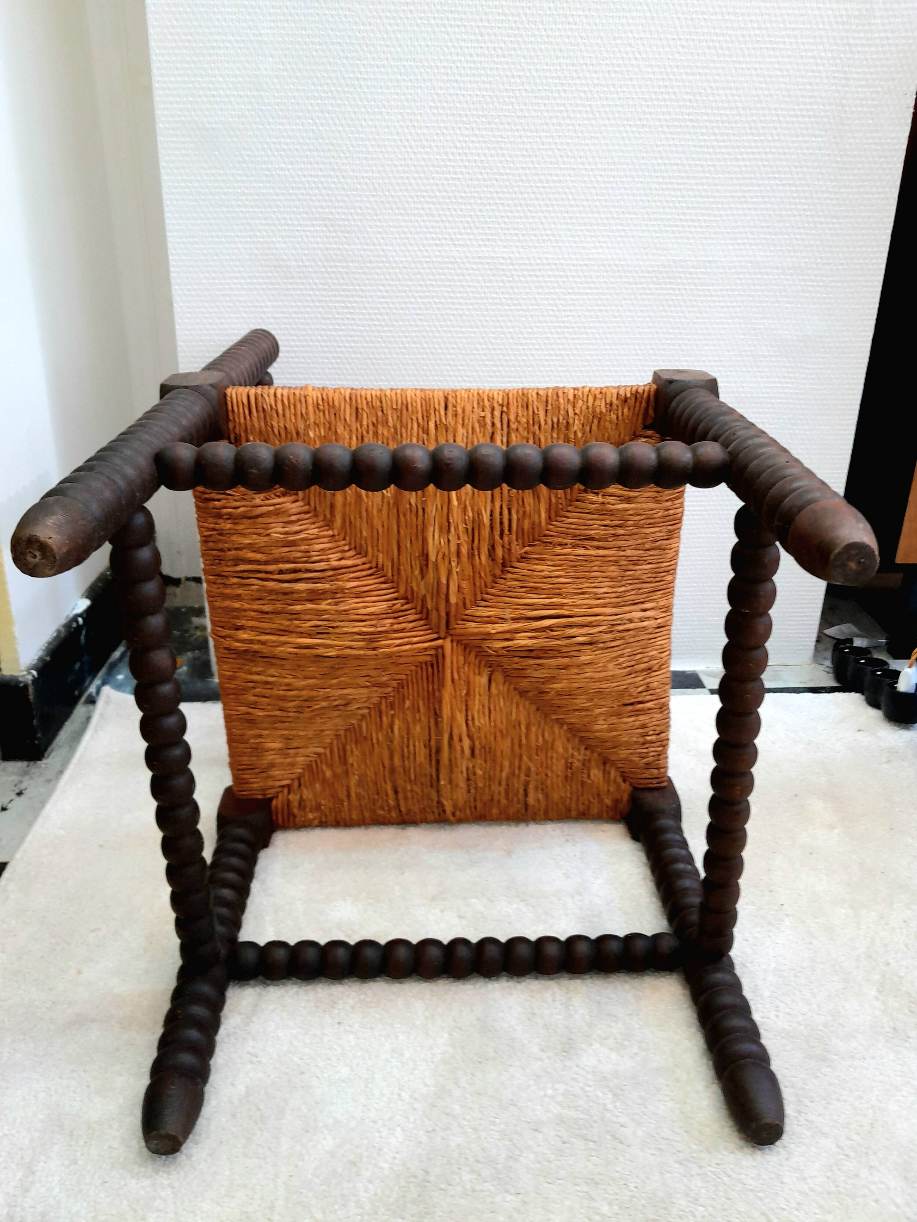 Chaise d'angle bobine en bois vers 1940