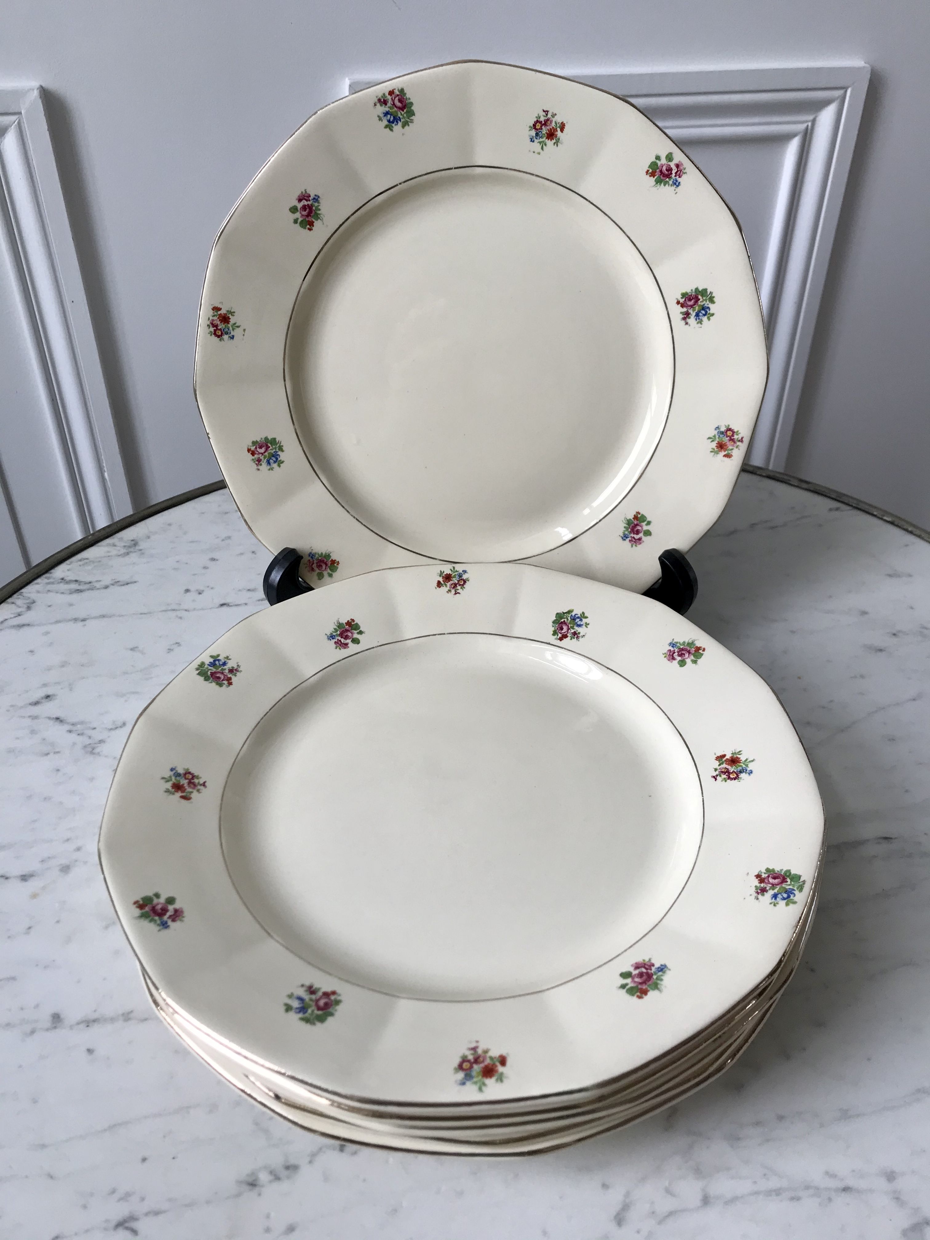 Set of 6 flat plates Digoin Sarreguemines years 40-50