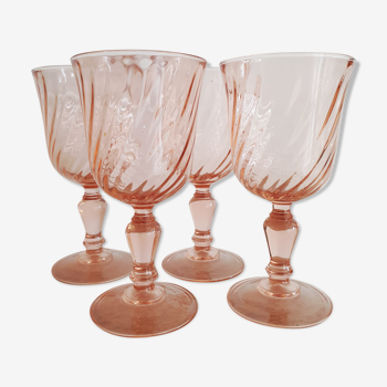 4 verres Roseline sur pied