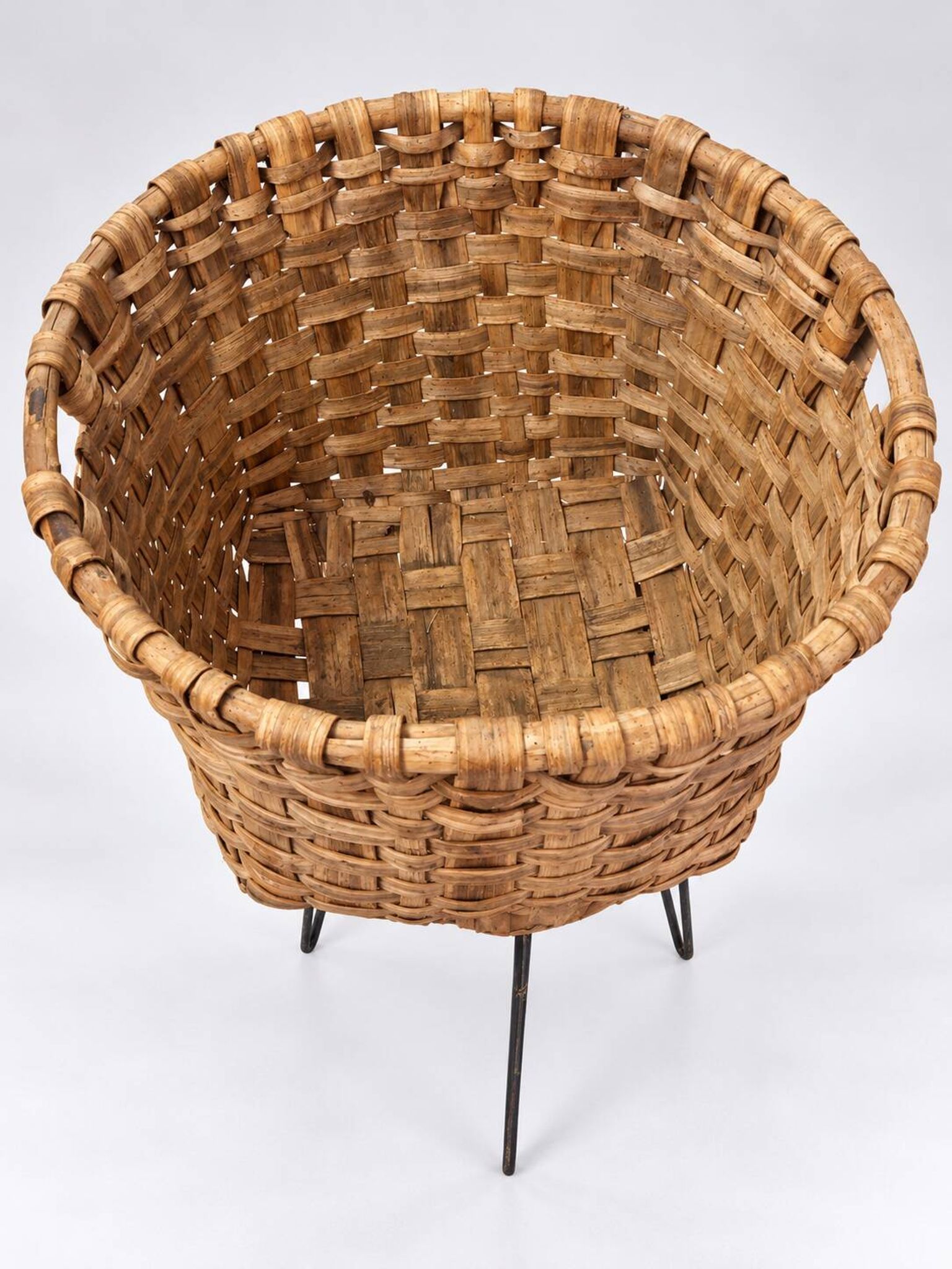 Large antique woven wooden basket – Artisan basketry
