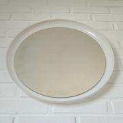 Vintage wall round white plastic mirror, Meblo 1970, retro