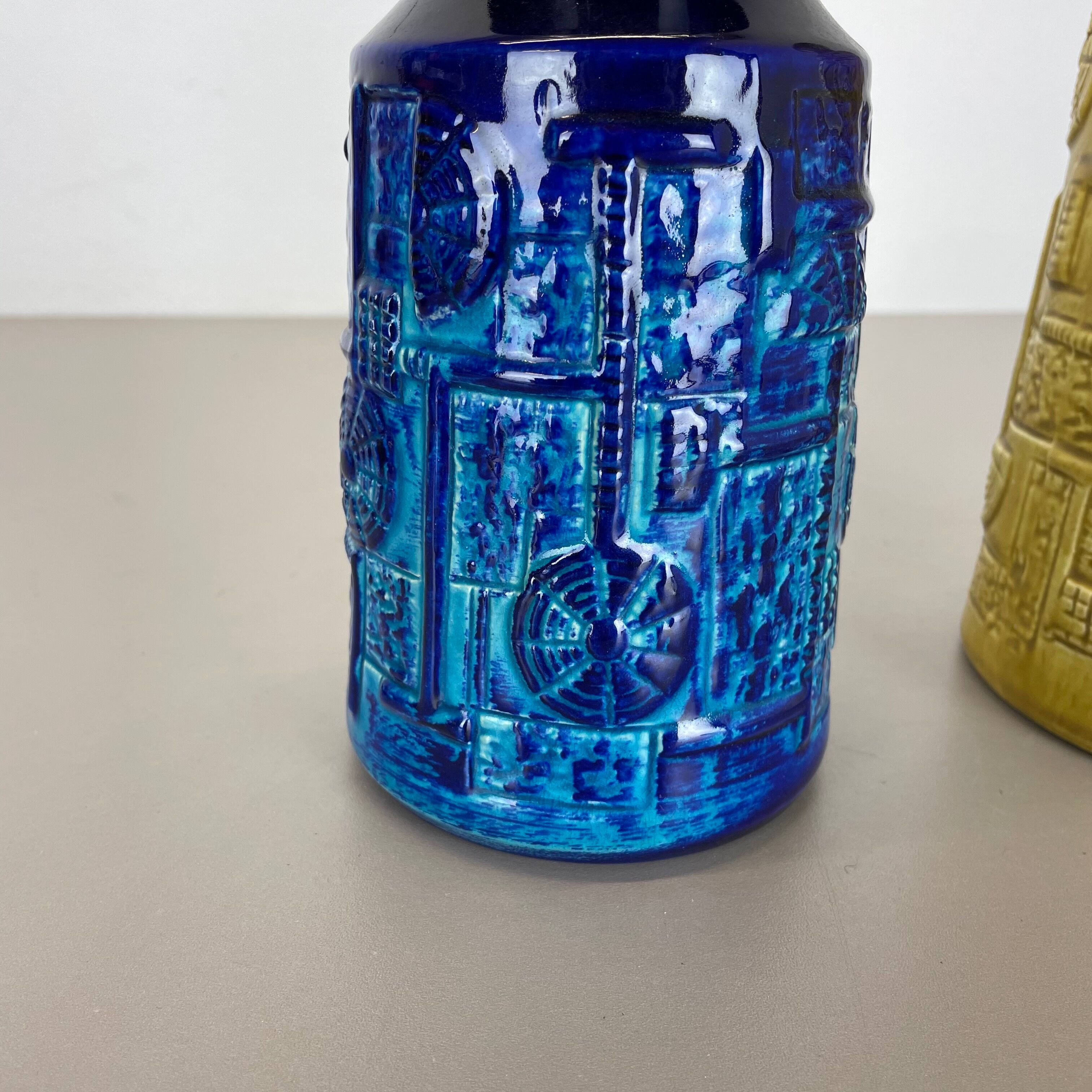 Set of 2 Multi-Color Fat Lava Op Art Pottery Vase by Bay Ceramics Germany, 1970s