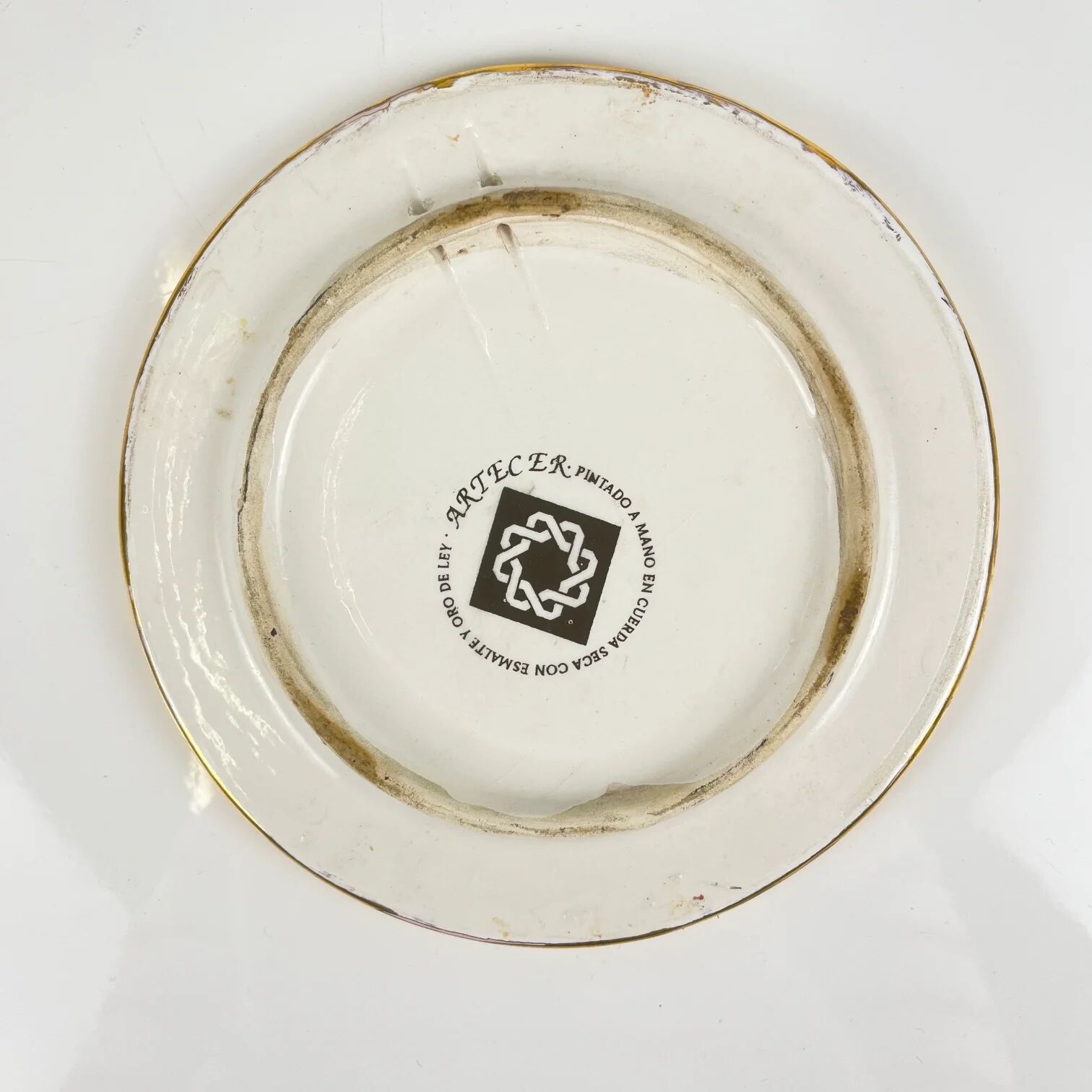 Decorative plate Artecer in ceramic, cuerda seca, Seville, 1980s-90s
