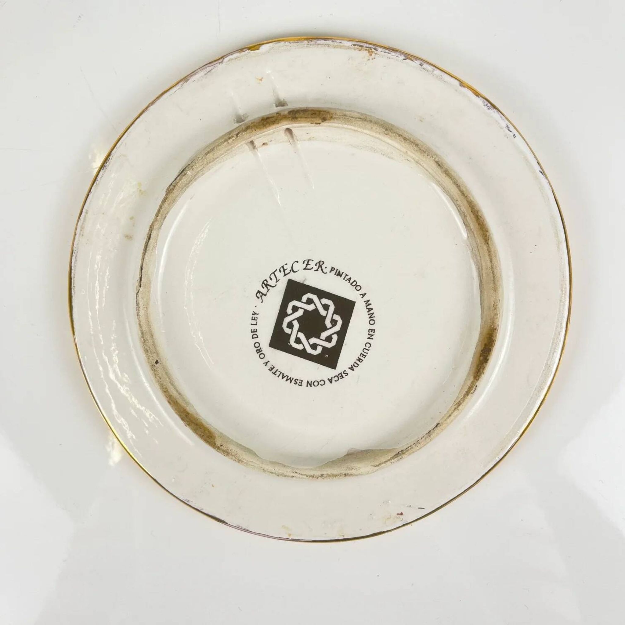 Decorative plate Artecer in ceramic, cuerda seca, Seville, 1980s-90s