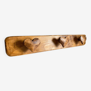 Coat rack heart in wood 80s/90s