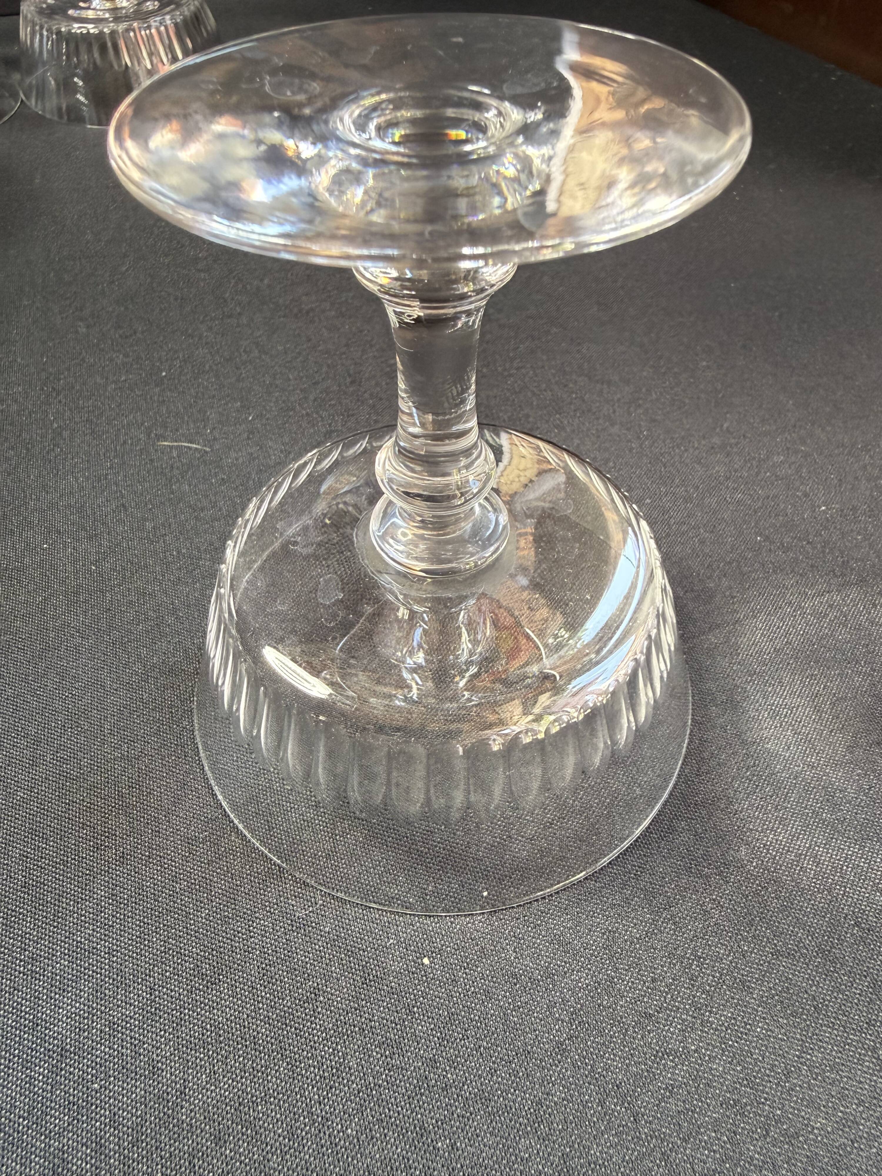 6 Baccarat coupes with small hollow stems