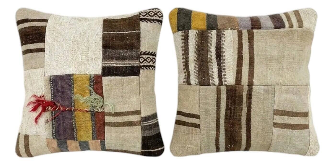 Set of 2 vintage kilim cushion covers 51x51 cm