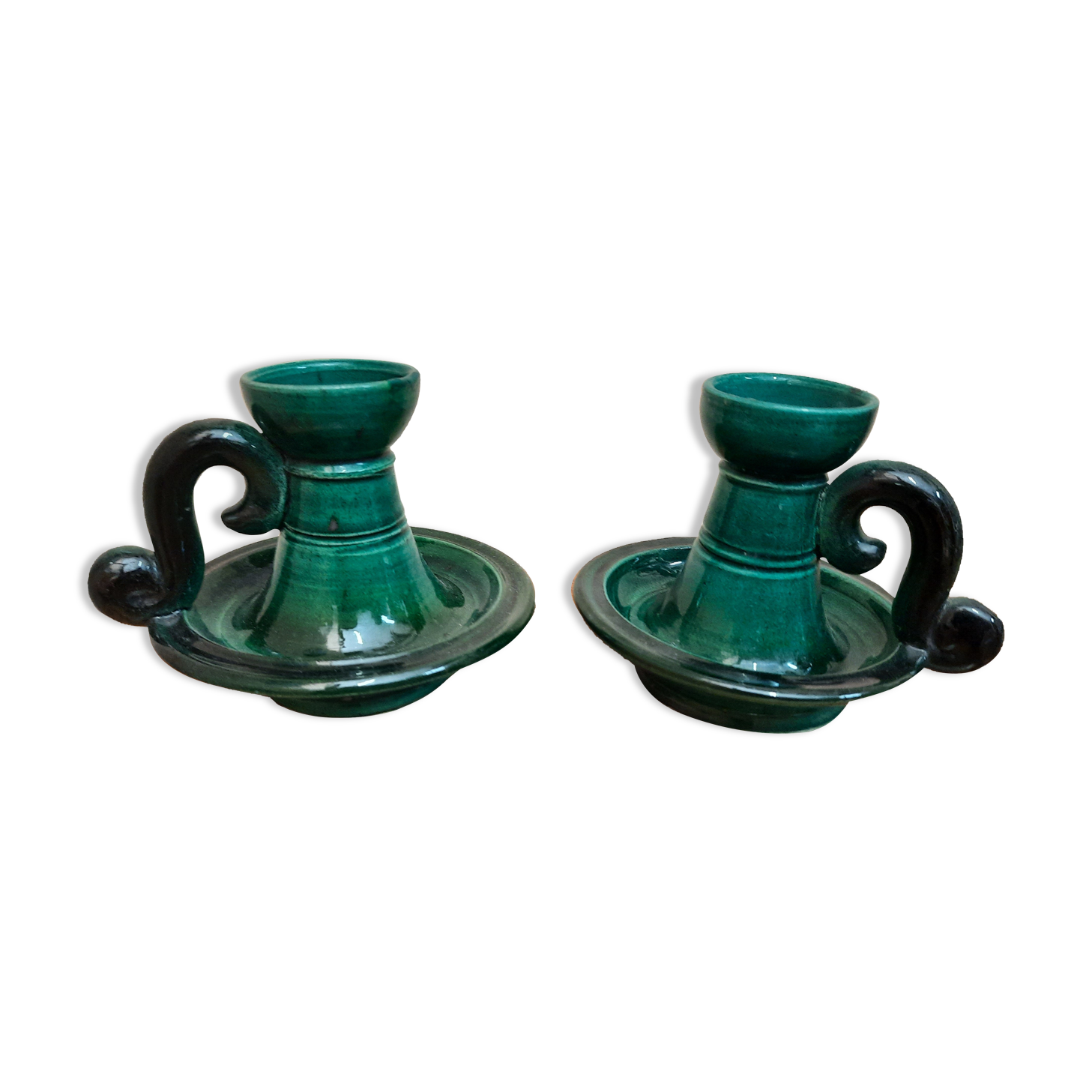 Pair of ceramic candle holders