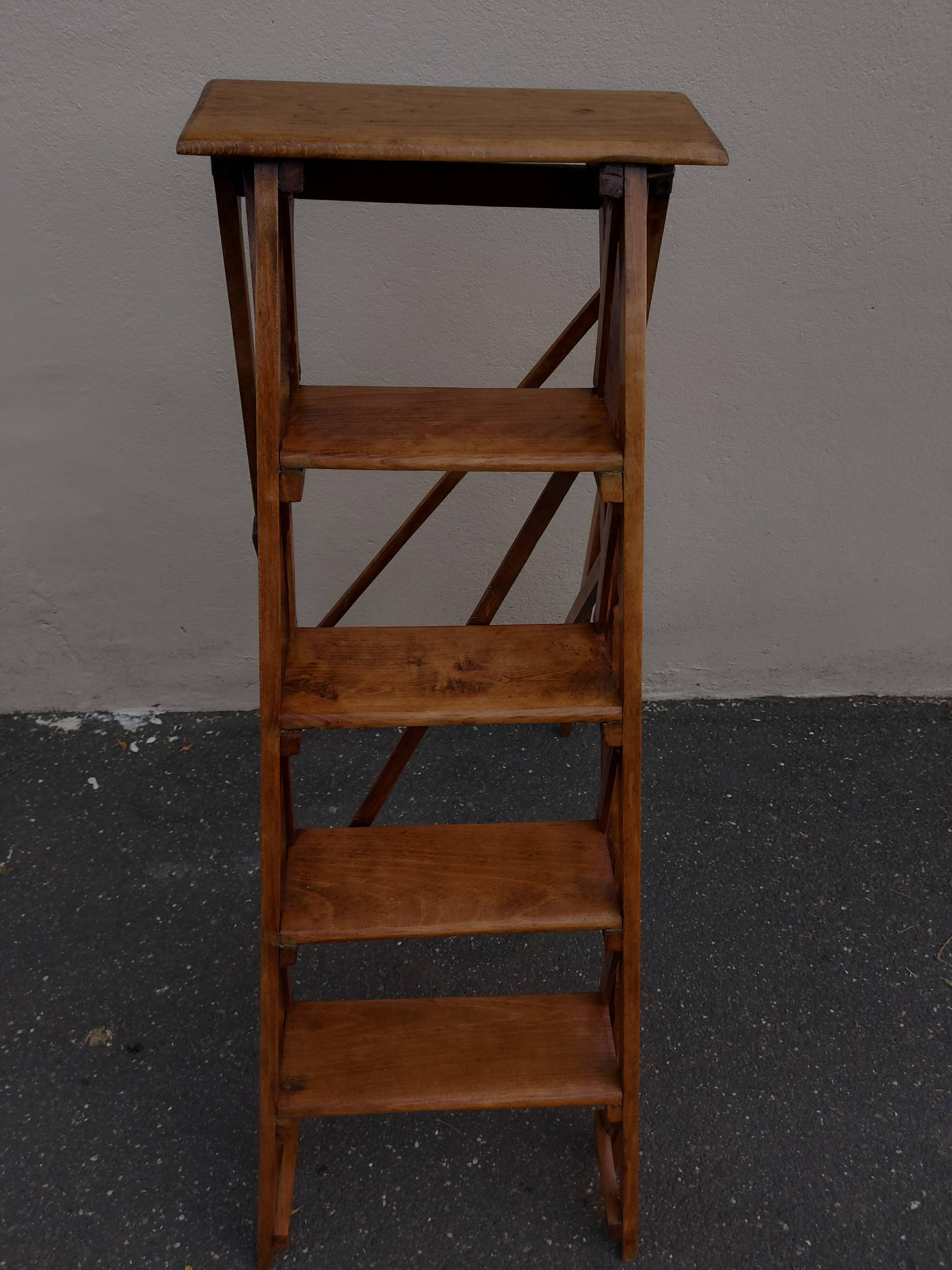 Old and very beautiful restored wooden stepladder 1920/40