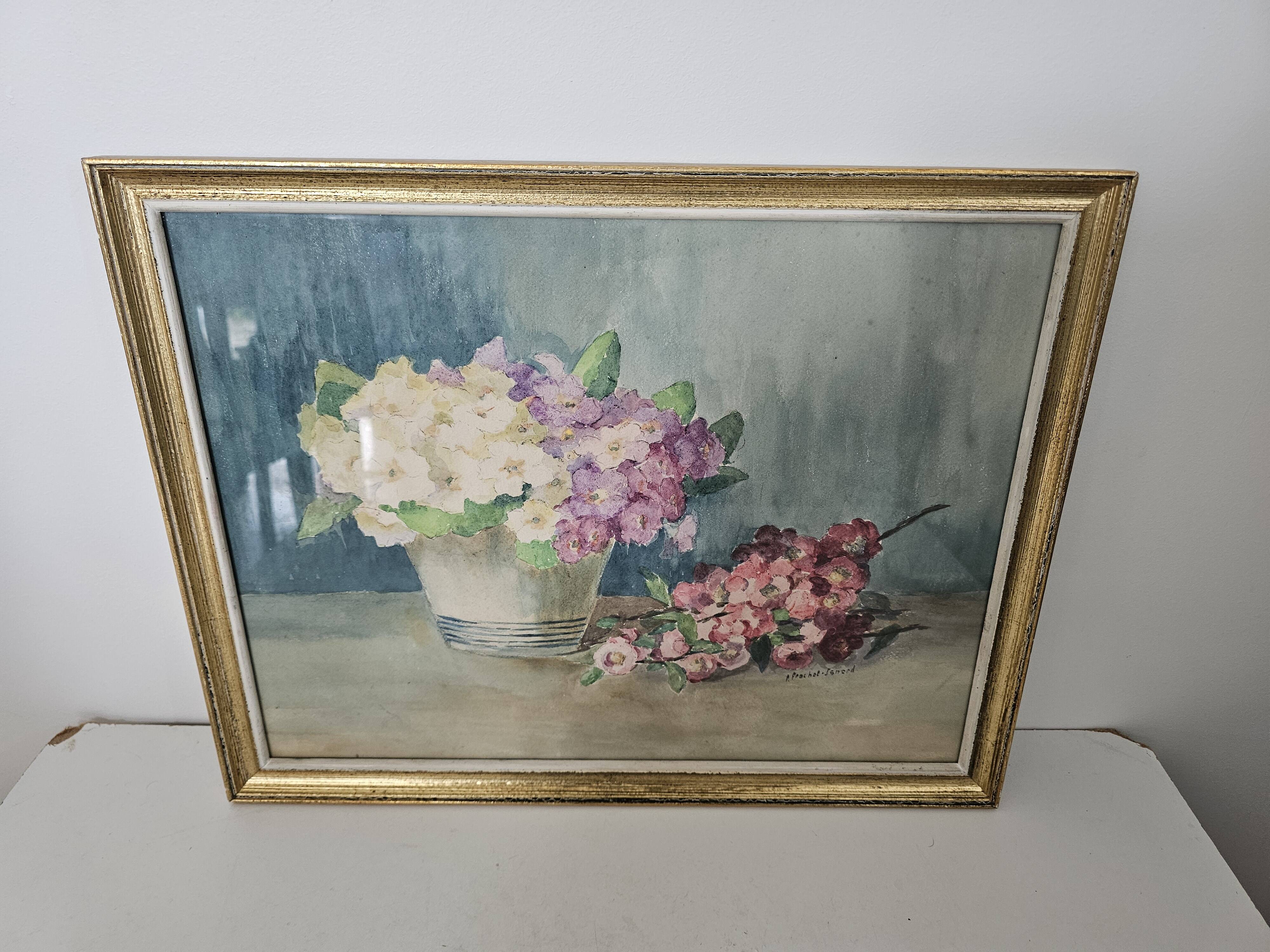 Tableau - Aquarelle Bouquet de fleurs signé Prochot