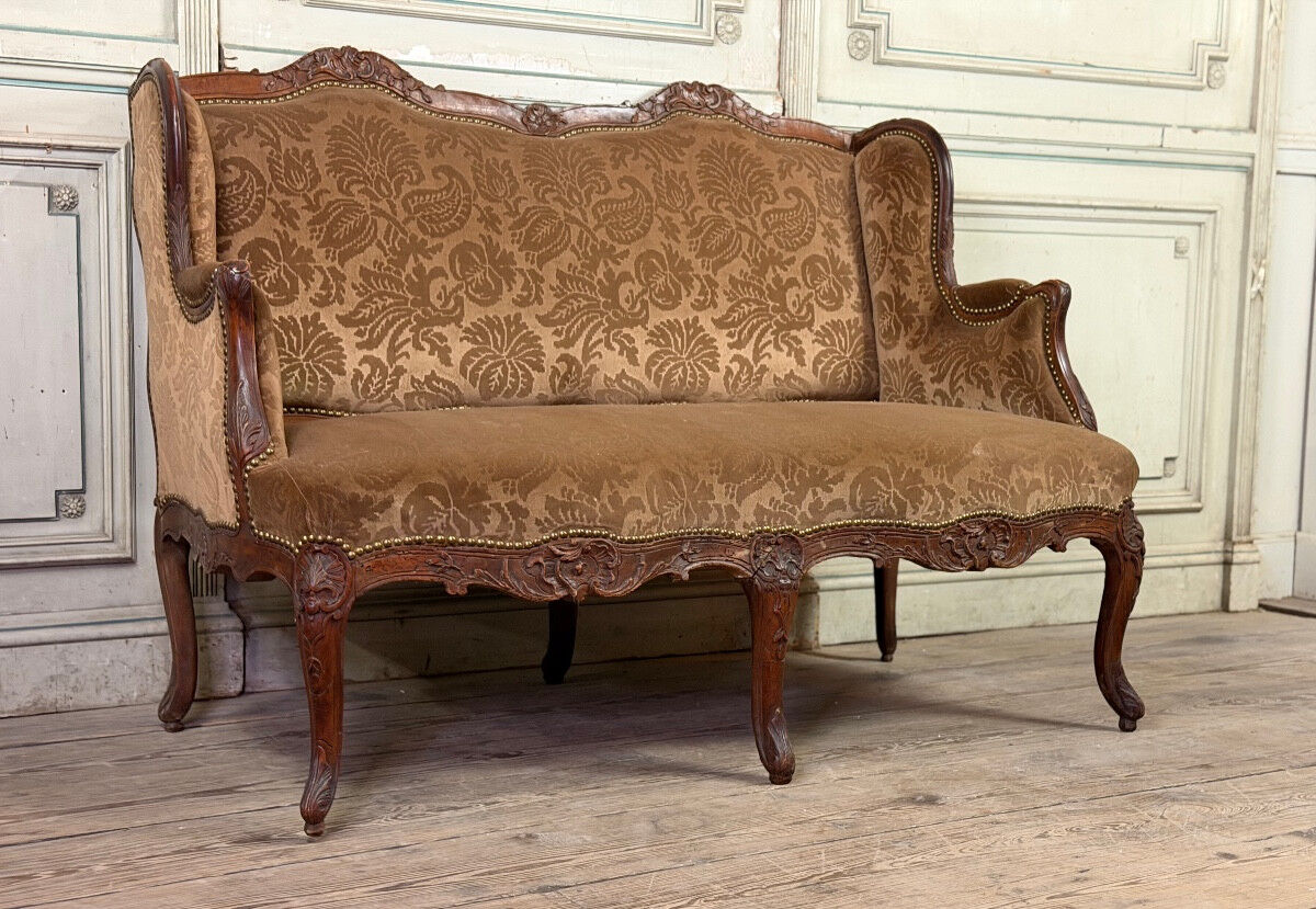 Small Louis XV style wingback bench, circa 1880