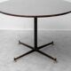 Vintage round table in wood and glass with metal base, 1970s modernist