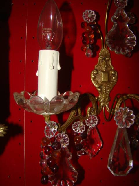 applique bronze et cristal à 2 bras de lumière