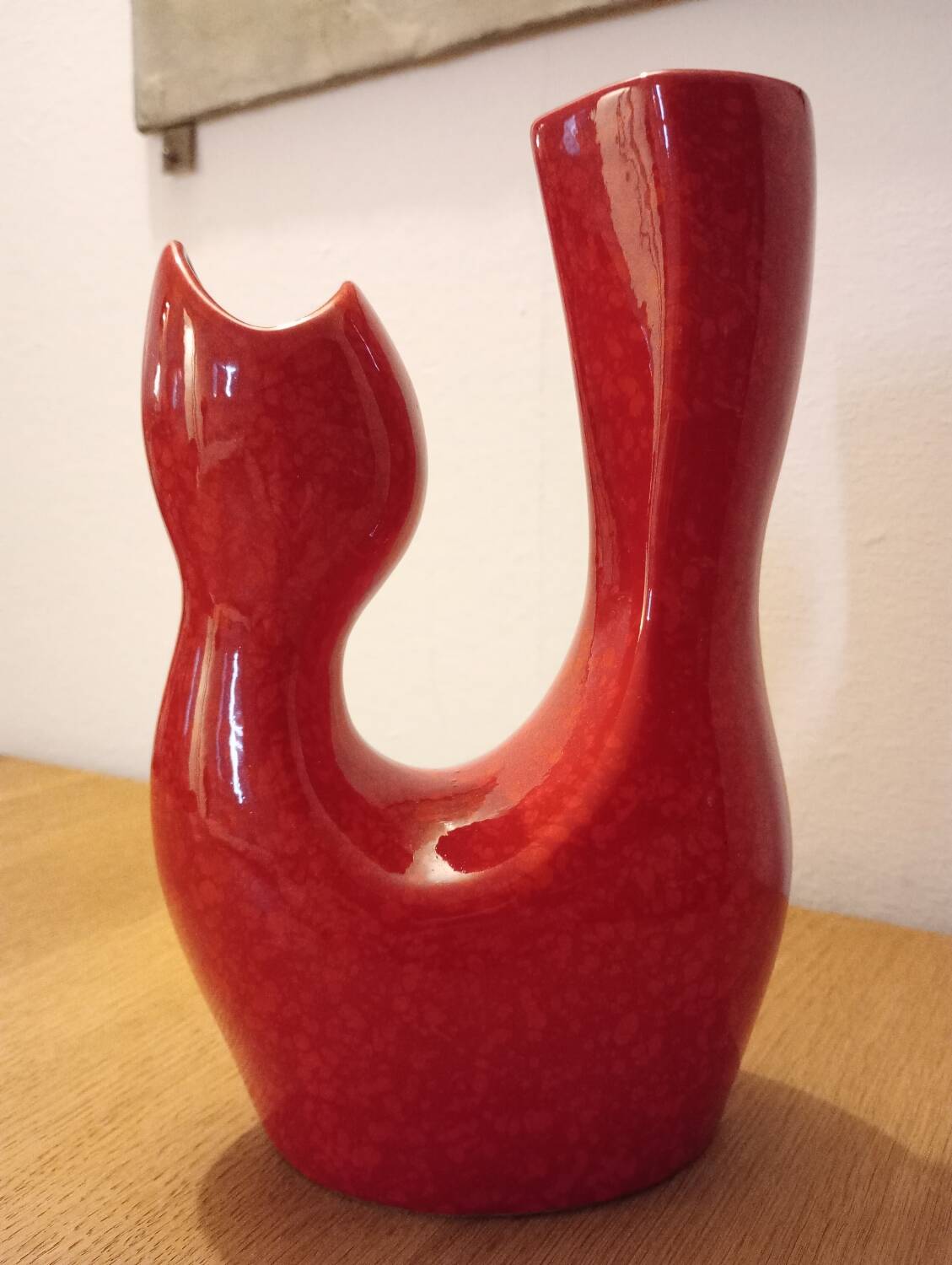 Red ceramic vase, italy 1970s
