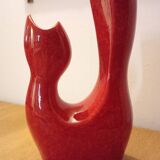 Red ceramic vase, italy 1970s