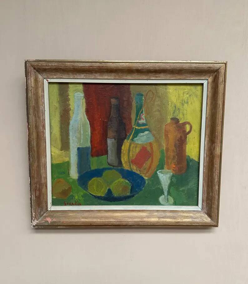Original Swedish Oil on Panel – “Nature Morte” by Svän Grandin – Signed – Vintage & Framed