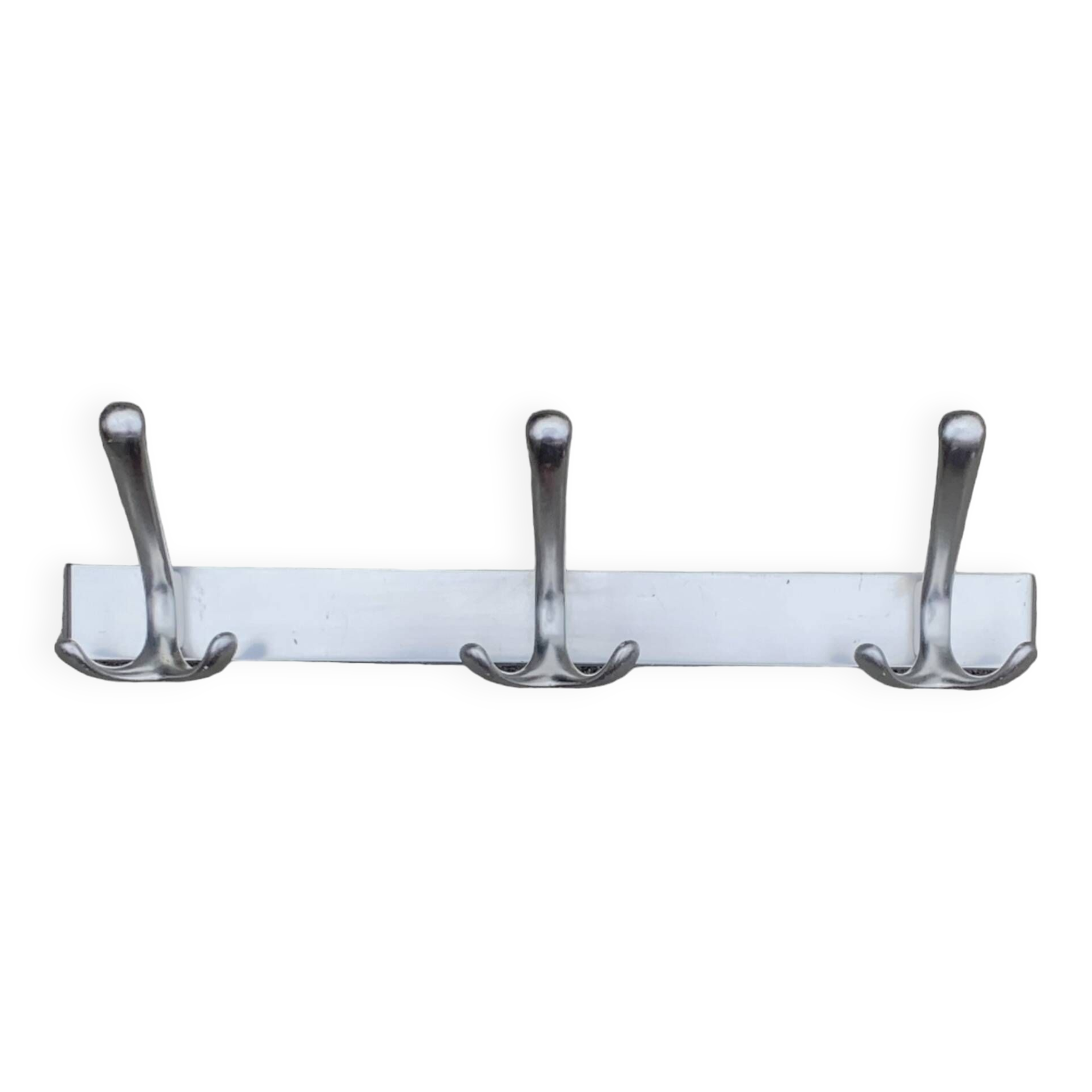 Vintage aluminum coat rack with three hooks