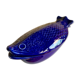 Vintage blue ceramic serving dish by Environmental Ceramics Inc., San Francisco, 1966