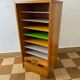 Meuble classeur rideau bois années 60