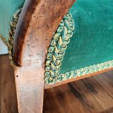 Fauteuil velours vert et bois