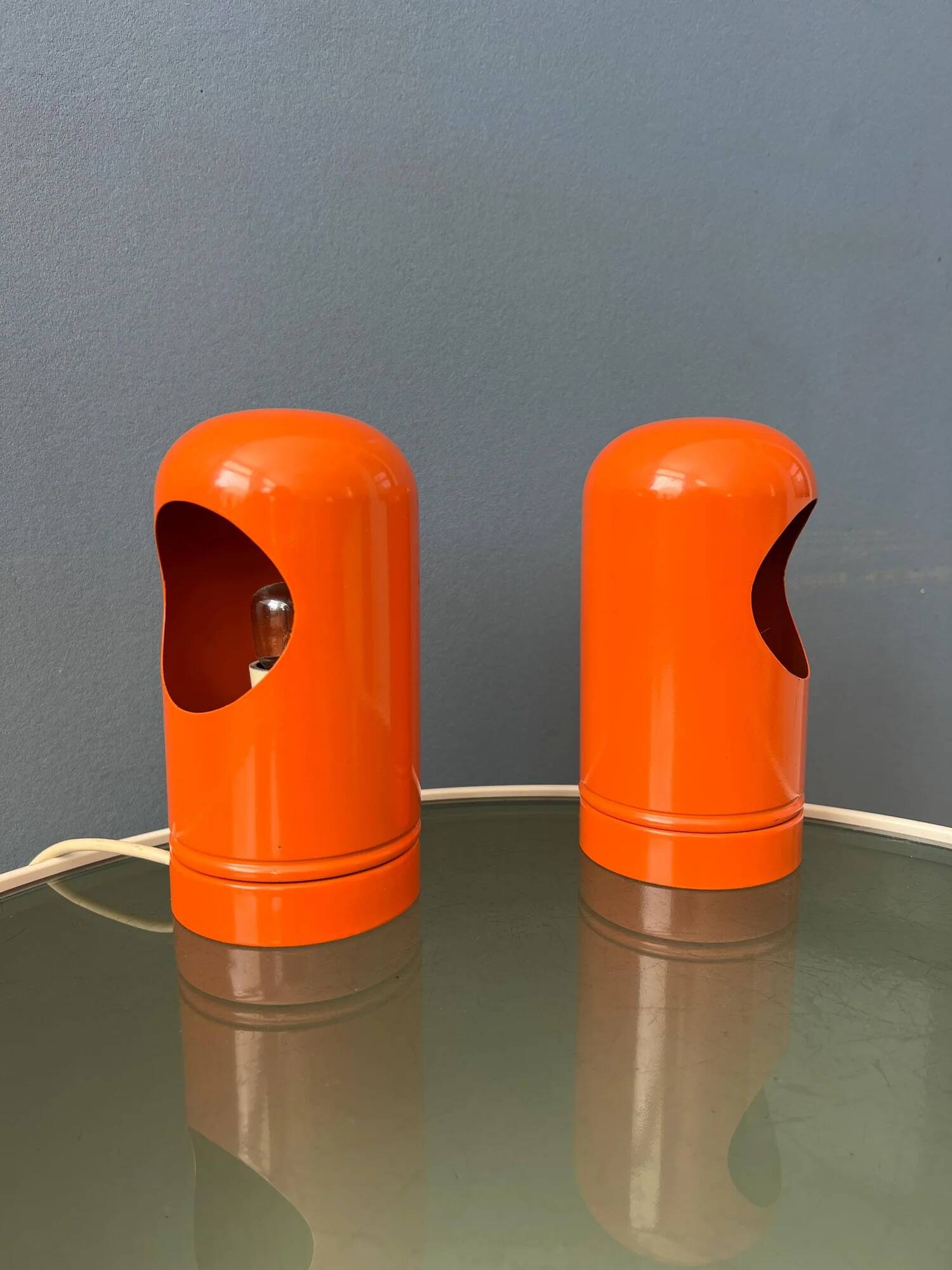 Set (2) of vintage orange table lamps