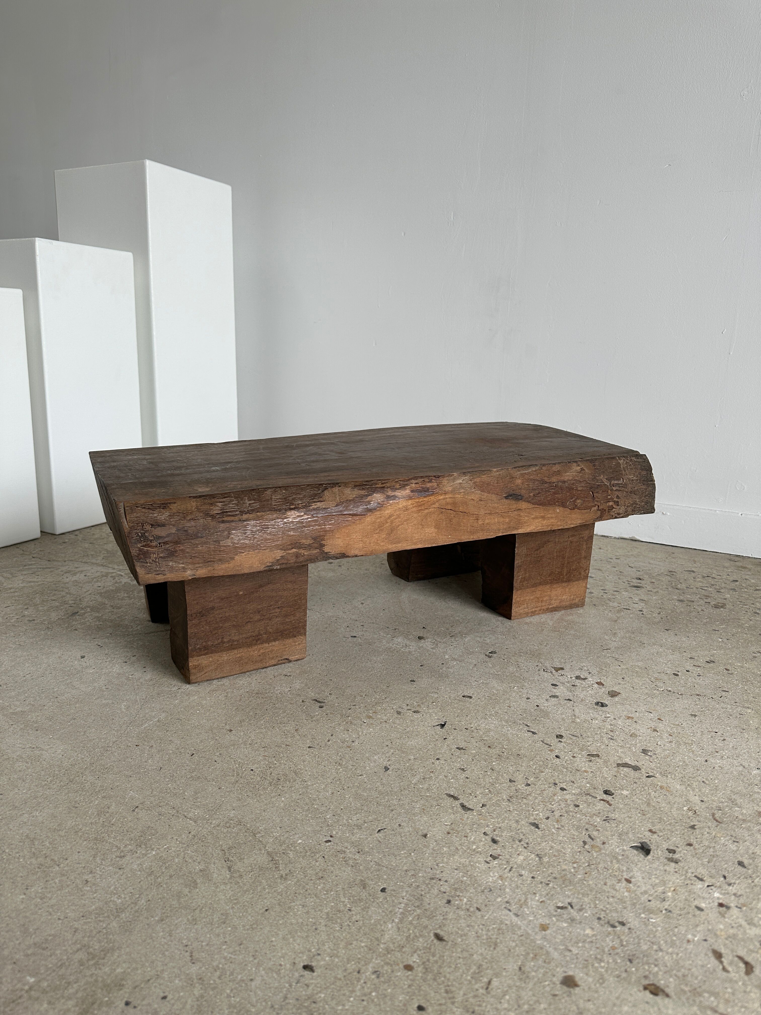 Asian solid wood quadripod brutalist coffee table H30 L81 l42