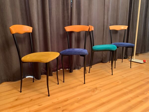 Lot de 4 chaises, Alcantara, Italie, années 1980