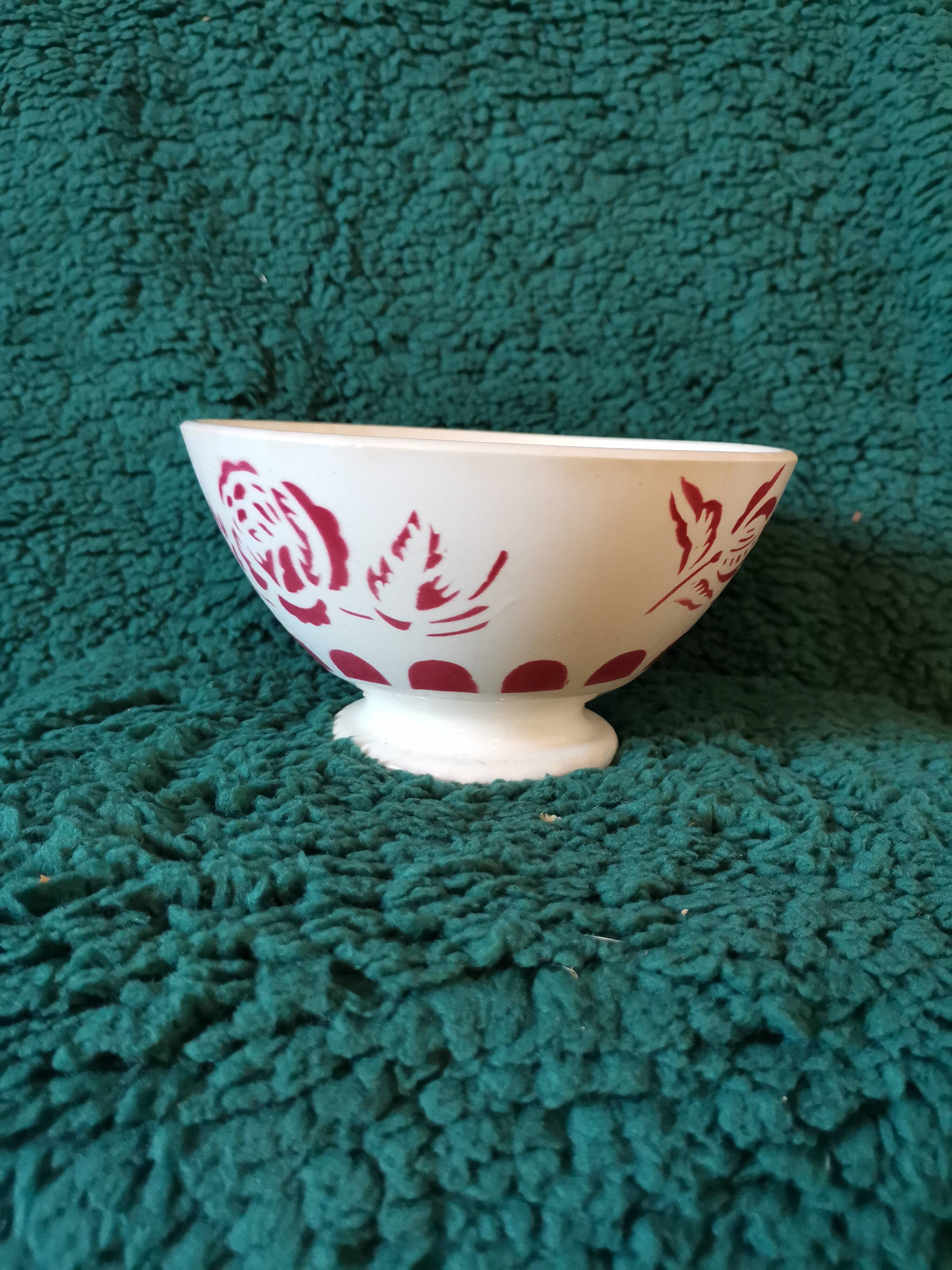 Old bowl Digoin pink red