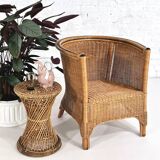 TamTam type stool in wicker and cane