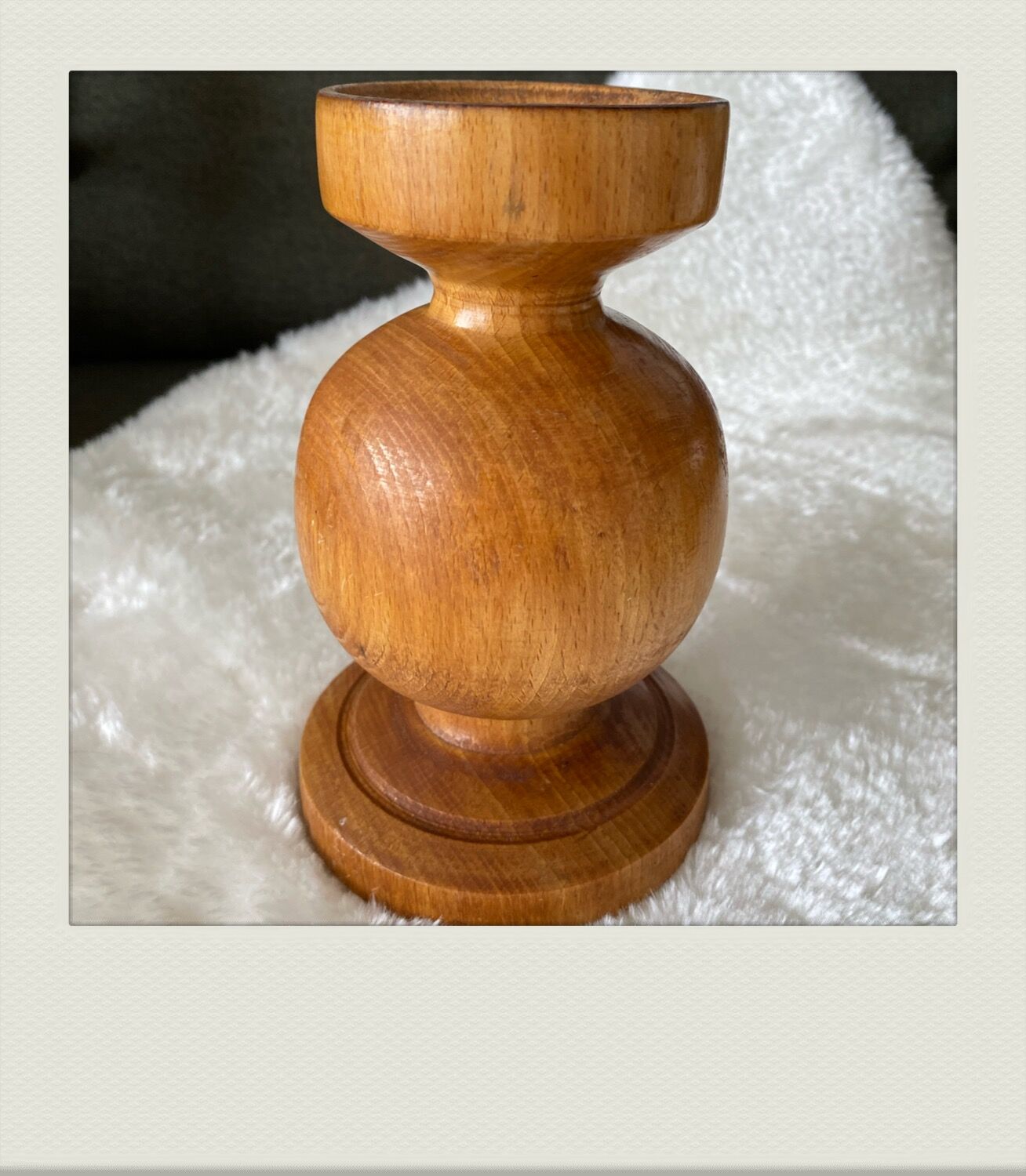 Solid wooden candlestick, all round