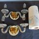 Pair of vintage glass/mirror two-arm wall lights