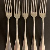 5 old table forks in silver metal Félix Frères