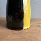Vintage Vallauris two-tone black and yellow earthenware vase