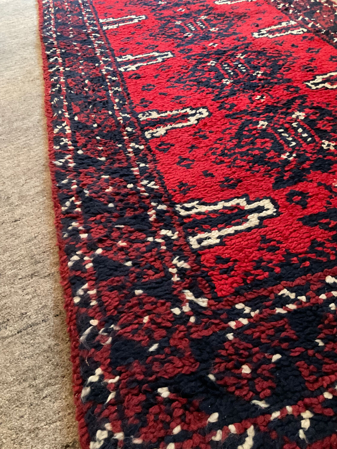 Vintage wool carpet woven 185x90 from the 60s-70s