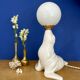 Vintage seal lamp in white ceramic and opaline.