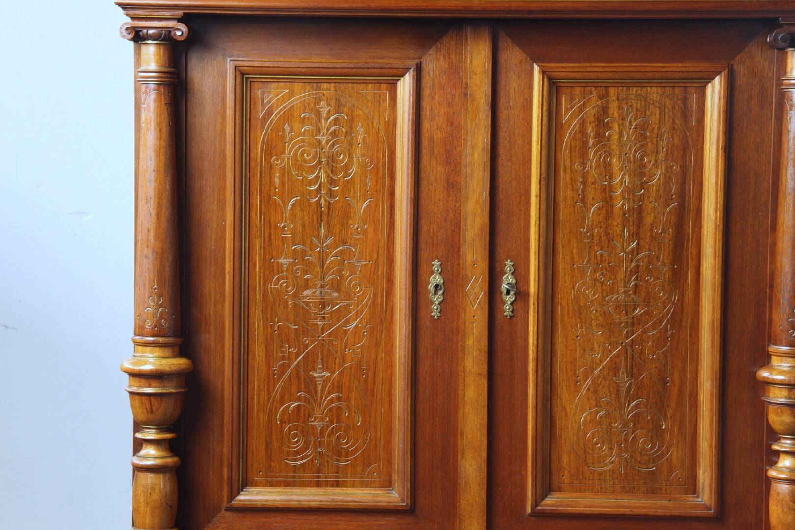 Vintage Antique Danish Solid mahogany Wood Cabinet, 1890s