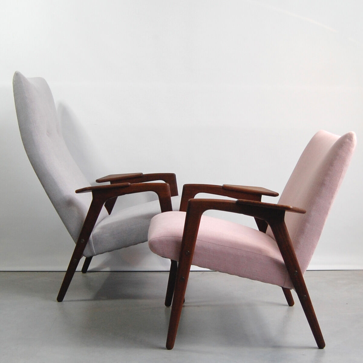Pair of armchairs and rest foot "Ruster" by Yngve Ekstrom for Pastoe 1950s