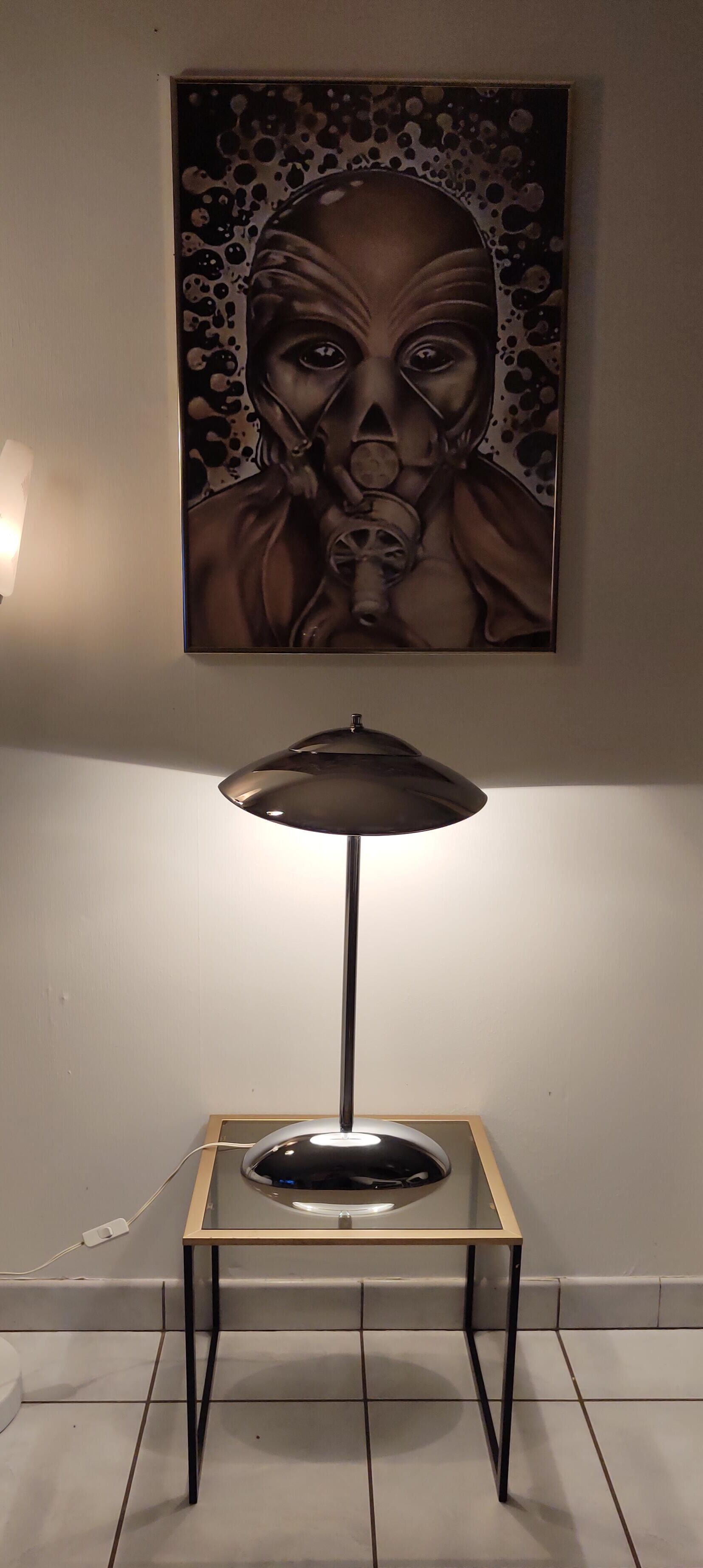 Vintage chrome mushroom lamp 1970 to 1980