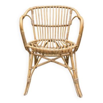 Natural rattan armchair