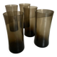Set de 5 verres high ball diabolo 1970 en verre brun fumé