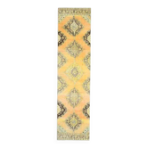 1970s Vintage Turkish Hand-Knotted Wool Cotton Orange Runner Rug 92x390