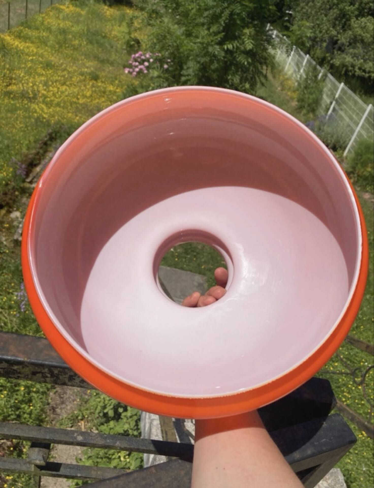 Suspension en opaline couleur orange flamboyante