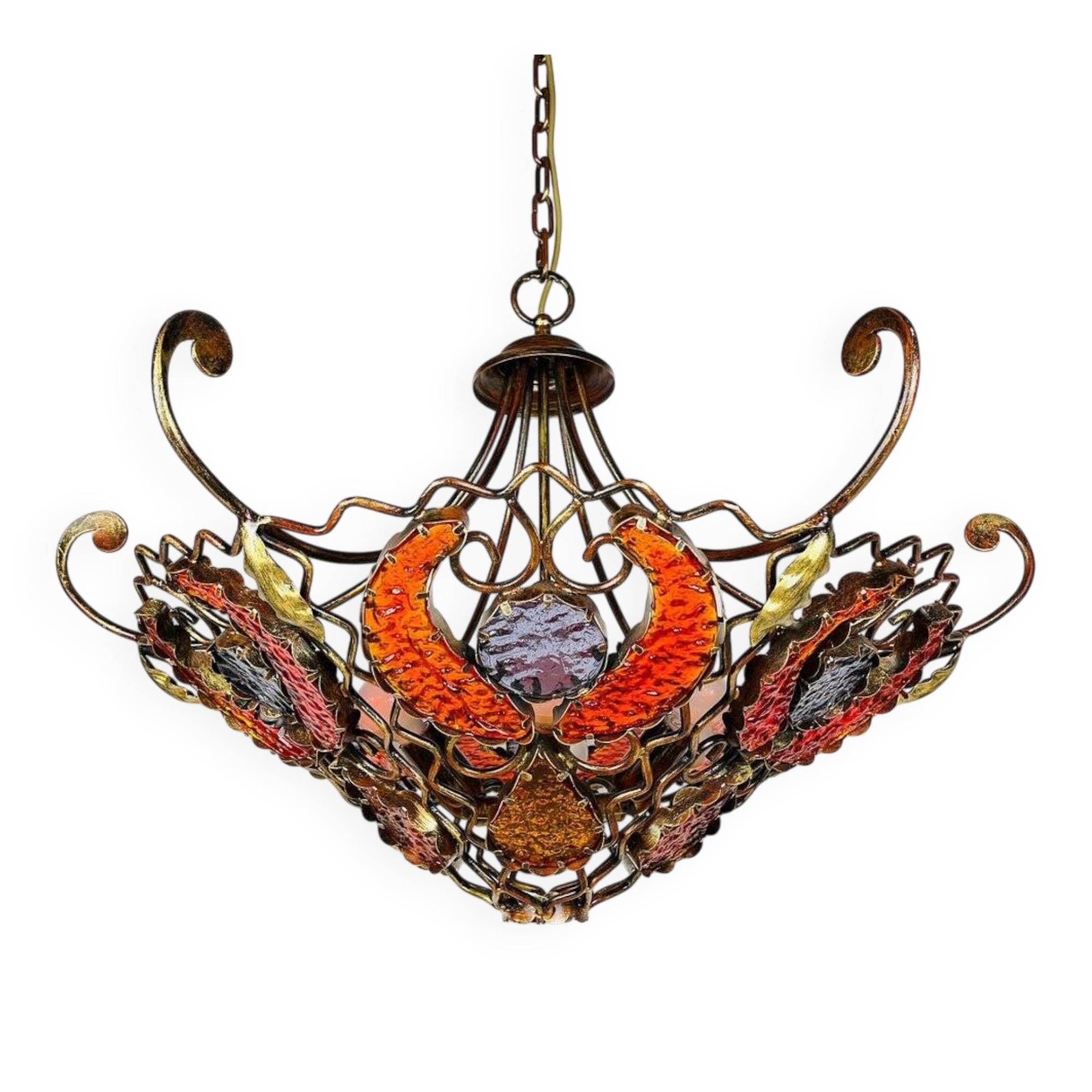 Lustre en métal et verre de Murano par MM Lampadari, années 1990