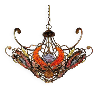 Metal and Murano glass chandelier by MM Lampadari, 1990s.