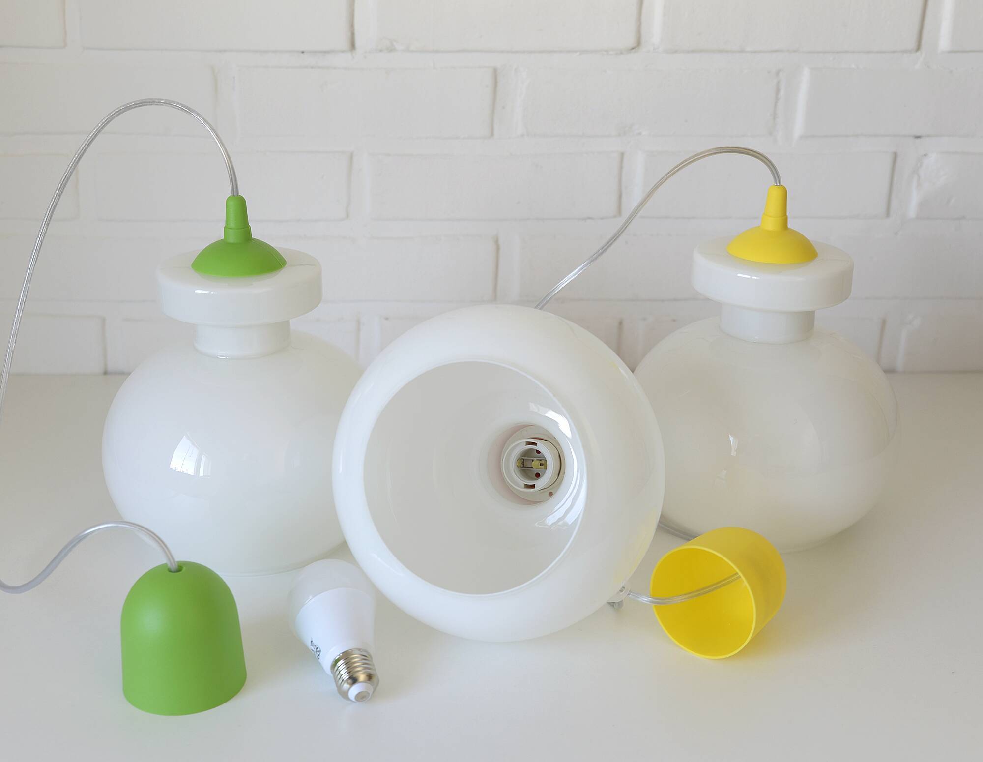 Set of 3 vintage Pop Art pendant lights 1970 Retro hanging bar lamps